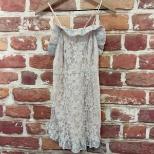 Bcbgeneration Dress Women's 6 Pink Gray Floral Lace Casual Evening Zip Up